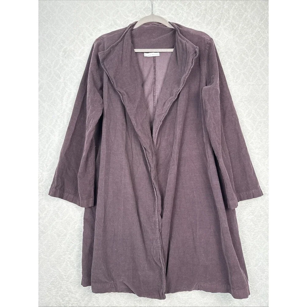 Bryn Walker Corduroy Jacket Womens M Brown Open Front Duster Lagenlook Casual